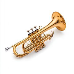 Obraz premium Gold Trumpet on White Background Studio Shot