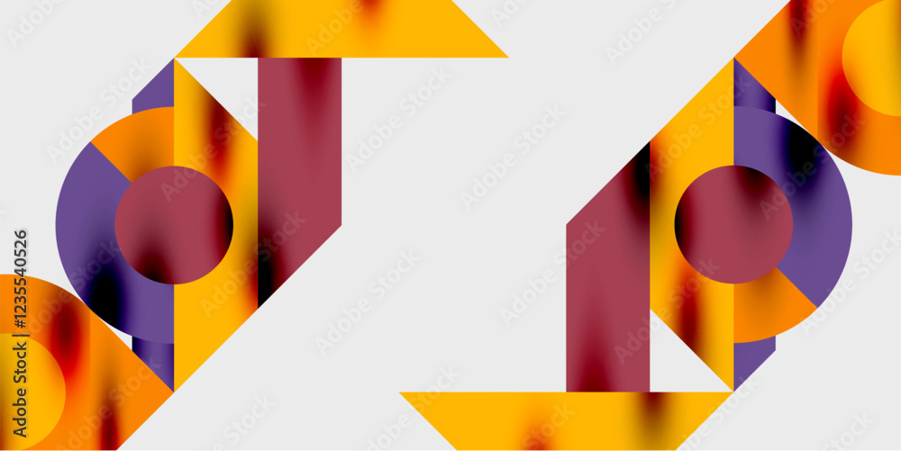 Aufkleber Modern abstract background featuring circles, lines, and triangles in a dynamic geometric composition. Perfect for stylish, tech, or creative-themed designs