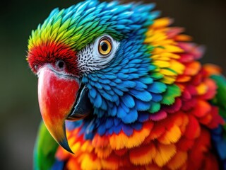 Obraz premium Vibrant Macaw Parrot Close-Up with Colorful Feathers