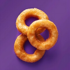 Fototapeta premium Onion Rings on a Vibrant Purple Background