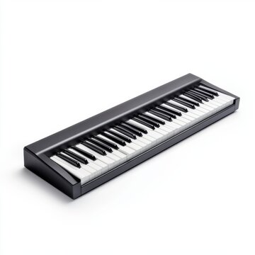 recommend clip art: Black electronic keyboard with modern design showcasing keys in high contrast on white background