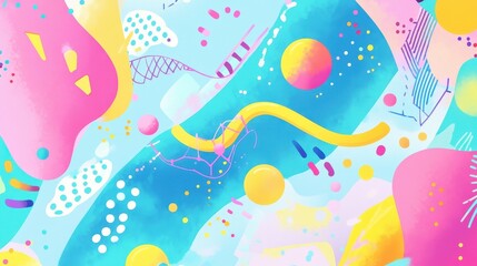 DNA strand flat design top view futuristic biotech theme cartoon drawing colored pastel.