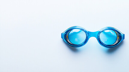 Fototapeta premium blue swimming goggles on white background summer vacation minimalist product photography