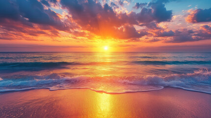 Fototapeta premium Magnificent sunset view and sunset glow