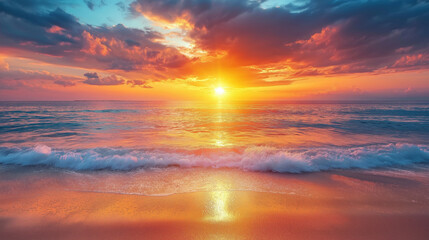 Fototapeta premium Magnificent sunset view and sunset glow