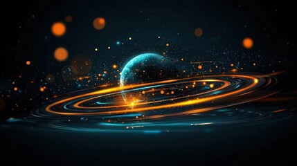 Fototapeta premium Exploring space orbiting planets in a vibrant galaxy environment