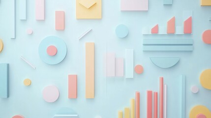 Financial overview flat design top view minimalist theme animation colored pastel. 
