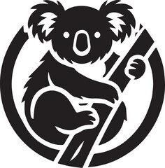 koala silhouette black and white vector icon