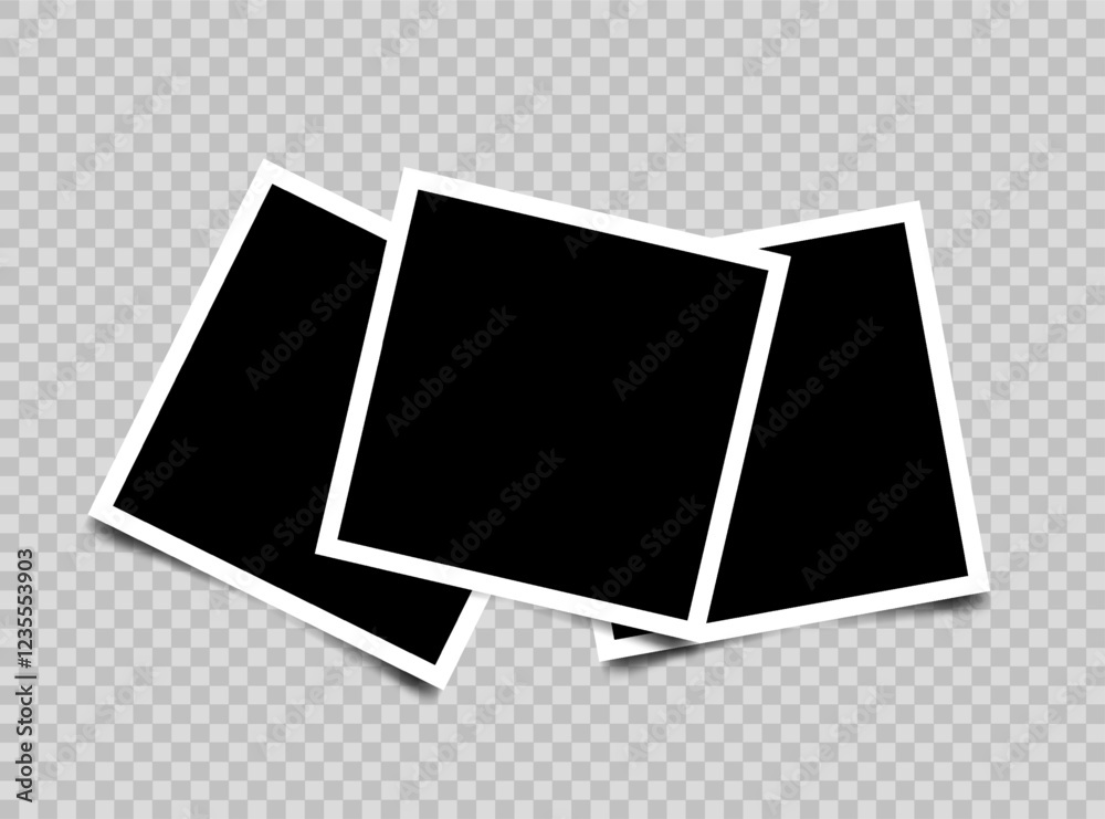 Fototapete three empty photo frames compositions. realistic vector mockups. retro photo frames with shadow isol