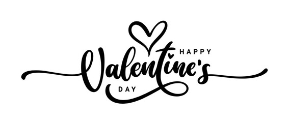 Valentines Day text. Holiday hand drawn calligraphic lettering. Happy Valentines Day text isolated on white for postcard, poster, banner design element.