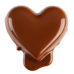 Obraz premium Melted chocolate heart shaped isolated on white background.