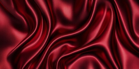 Obraz premium Luxurious Deep Red Satin Fabric Draped Texture Background