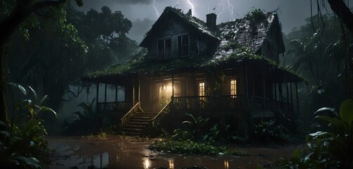 Haunted Jungle House in Thunderstorm