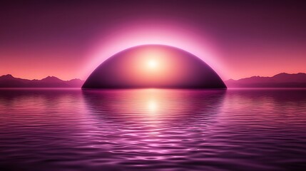 Fototapeta premium Ovoid Structure at Sunset Over Still Waters