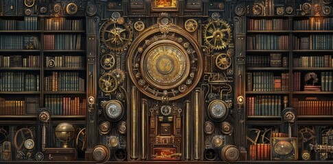 Steampunk Library Mechanical Marvel A Bookish Gearwork Creation