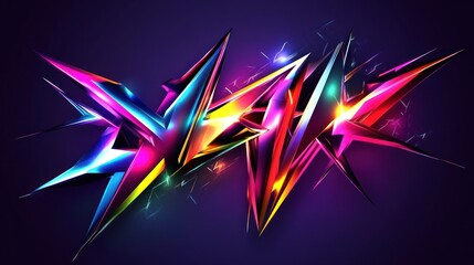 Abstract Colorful Explosion: A vibrant digital artwork featuring a dynamic composition of sharp, angular shapes and intense colors.