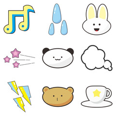 set of Realistic doodle cute image character illustration vector 