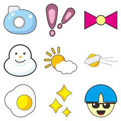 set of Realistic doodle cute image character illustration vector 