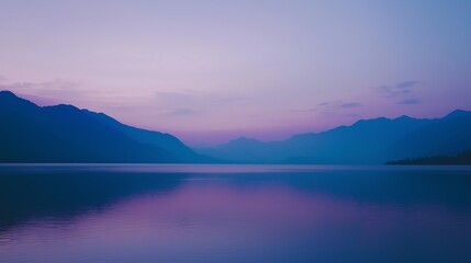 Fototapeta premium Serene Dusk Landscape with Violet Gradient and Soft Twilight Reflections
