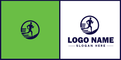 Running Club icon Jogging group Athletics club Running association flat logo sign symbol editable vector