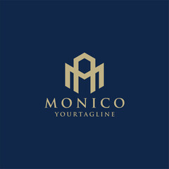 letter M hexagon logo design vector