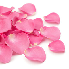 Fototapeta premium pink rose petals isolated on white background.