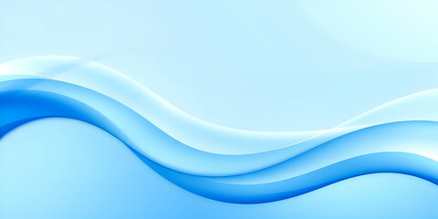 Naklejka premium Abstract blue waves, fluid dynamic curves, light cyan highlights, smooth gradients, aquatic theme, digital art, soft flowing lines, underwater ambiance, tranquil atmosphere, ethereal background, minim