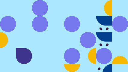 Modern Geometric Seamless Pattern with Abstract Shapes in Blue, Yellow, and Purple on White Background