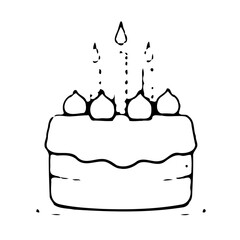 Stylized Birthday Cake with Candles Hand Drawn Style