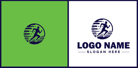 Running Club icon Jogging group Athletics club Running association flat logo sign symbol editable vector