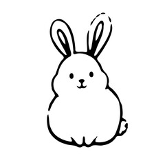 Cute Minimalist Bunny Illustration on White Background