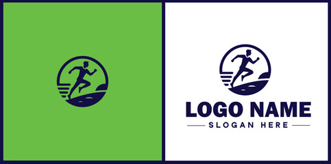 Running Club icon Jogging group Athletics club Running association flat logo sign symbol editable vector