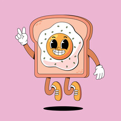 Retro cartoon sunny egg on bread mascot © wendra