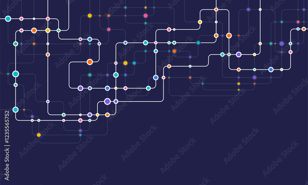 Poster circuit connect lines and dots. network technology and connection concept. decentralized network nod