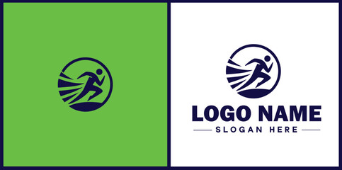 Running Club icon Jogging group Athletics club Running association flat logo sign symbol editable vector