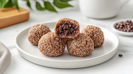 Delicious Sesame Chocolate Balls on a Plate