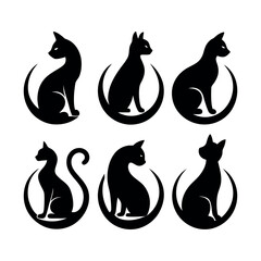 Silhouettes of Sitting Cats design