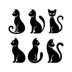 Silhouettes of Sitting Cats design