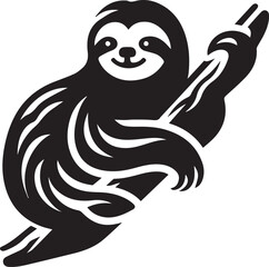 Obraz premium Sloth silhouette black and white vector icon