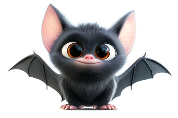 Fototapeta premium bat on a white background, a bat, bat in flight, flying bat Isolated white background, 3d Rendering, AI Generative