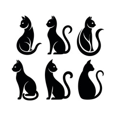 Silhouettes of Sitting Cats design