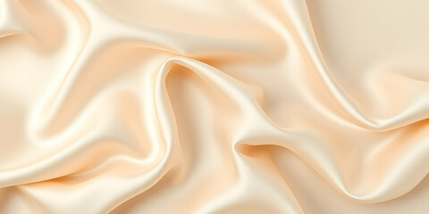 Obraz premium Silky peach fabric, luxurious satin texture, soft folds, smooth drapery, elegant sheen, pastel tones, minimalist background, close-up detail, fashion photography, material study, gentle lighting, warm