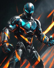 Futuristic Robot Superhero Illustration