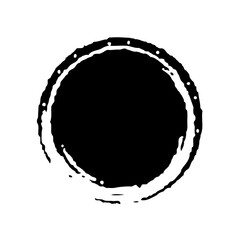 Abstract black circle ink brush stroke on white