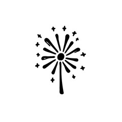 Hand Drawn Firework Burst with Stars, Celebration