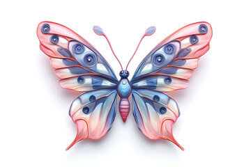 butterfly on a white background, a butterfly, butterfly, beautiful butterfly, cute butterfly, white background, 3D Rendering, 3D, Vector, AI Generative