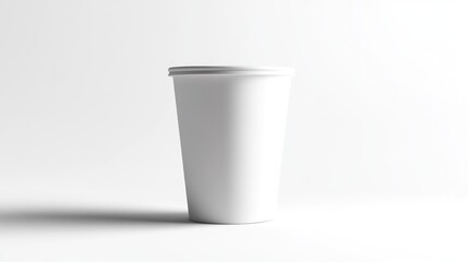 White paper cup on white background, studio shot, mockup for branding