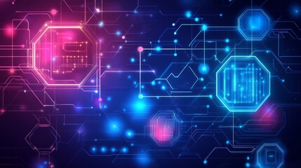 Obraz premium Innovative technology visualizations showcasing data flow and connectivity in a futuristic digital environment abstract graphic design vibrant colors