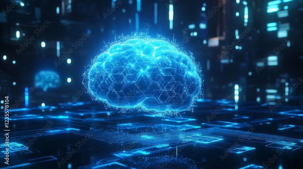 Poster exploring the future of artificial intelligence a visualization of neural networks digital space abs