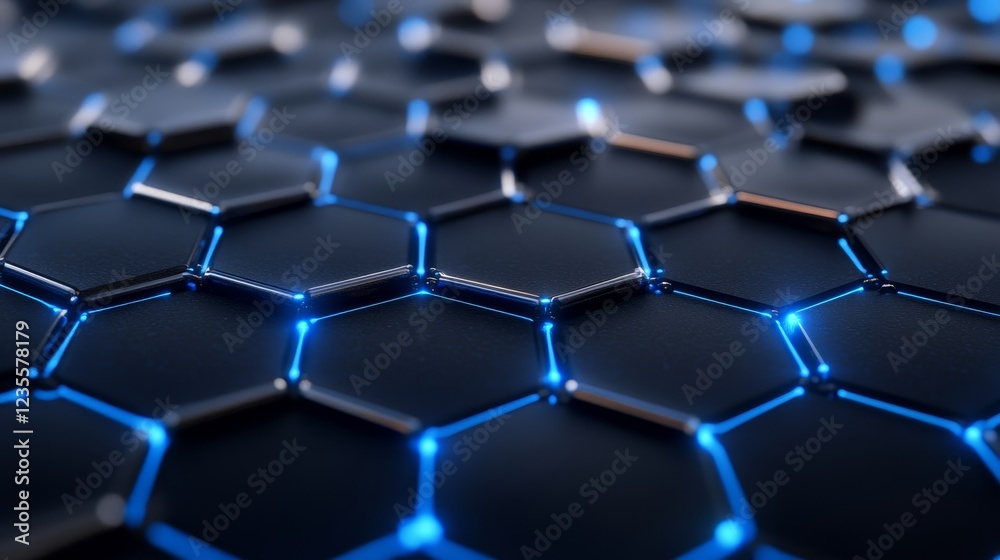 Poster exploring the intricate design of hexagonal patterns digital realm abstract art high-tech environmen
